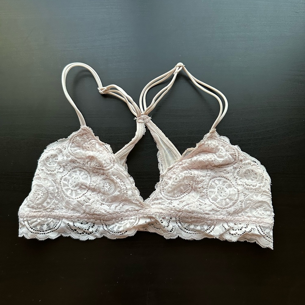 Aerie Light Pink Lace Racerback Adjustable Strap Bralette Size Medium EUC